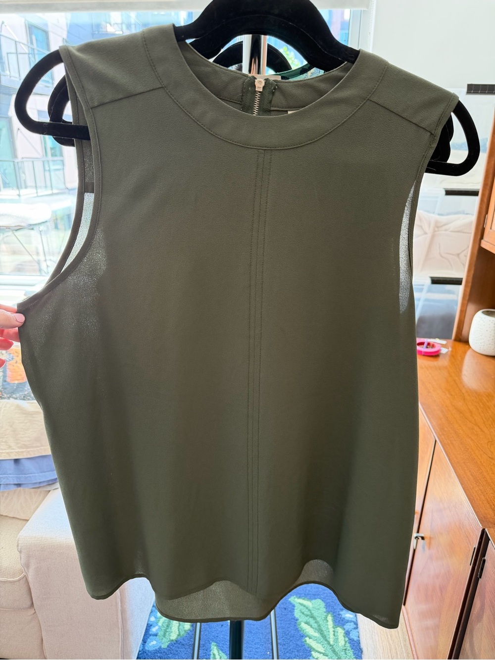 Paper Crane Sleeveless Olive Green Women's Top